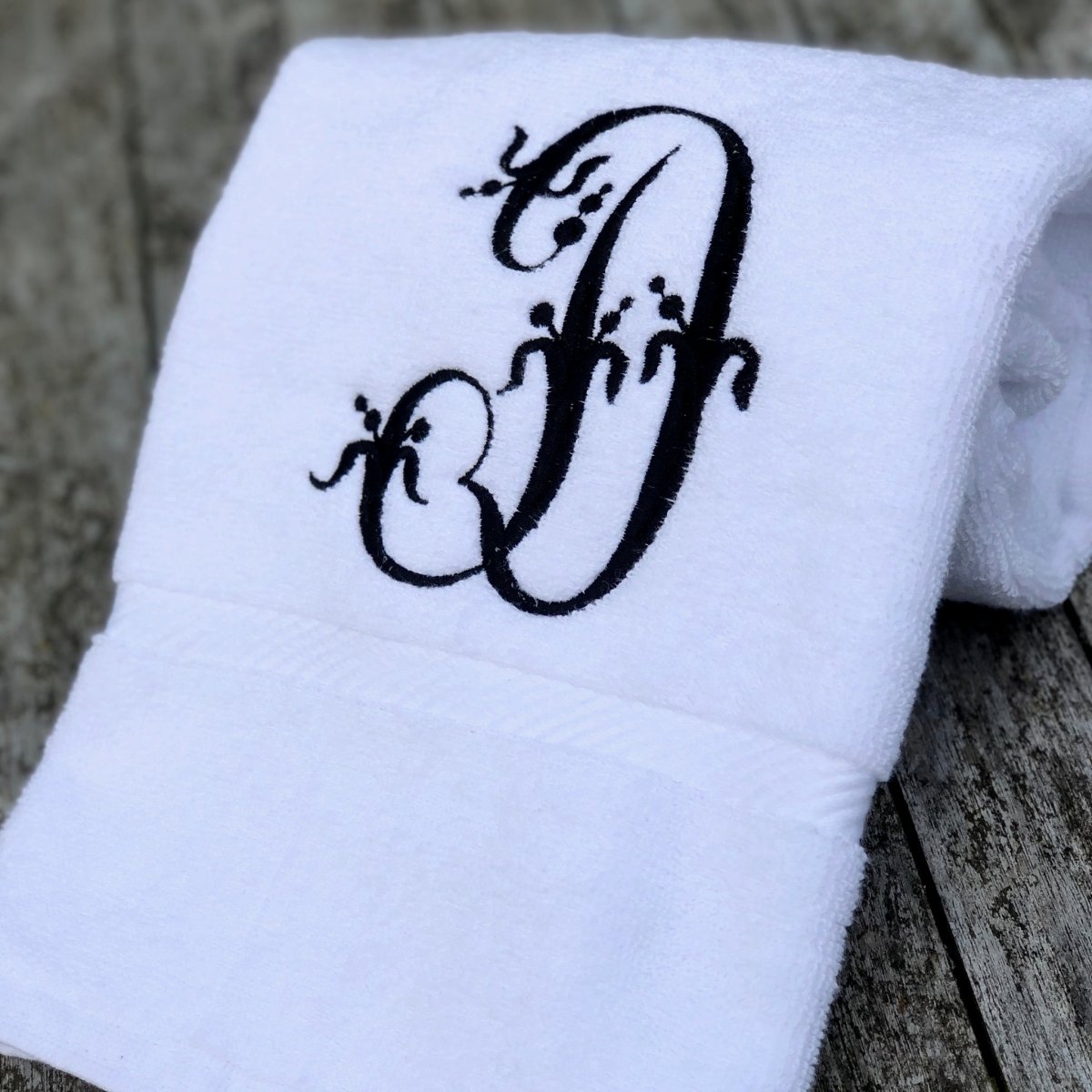 Monogram Applique Terry Cloth Hand Towel / Guest Towel 