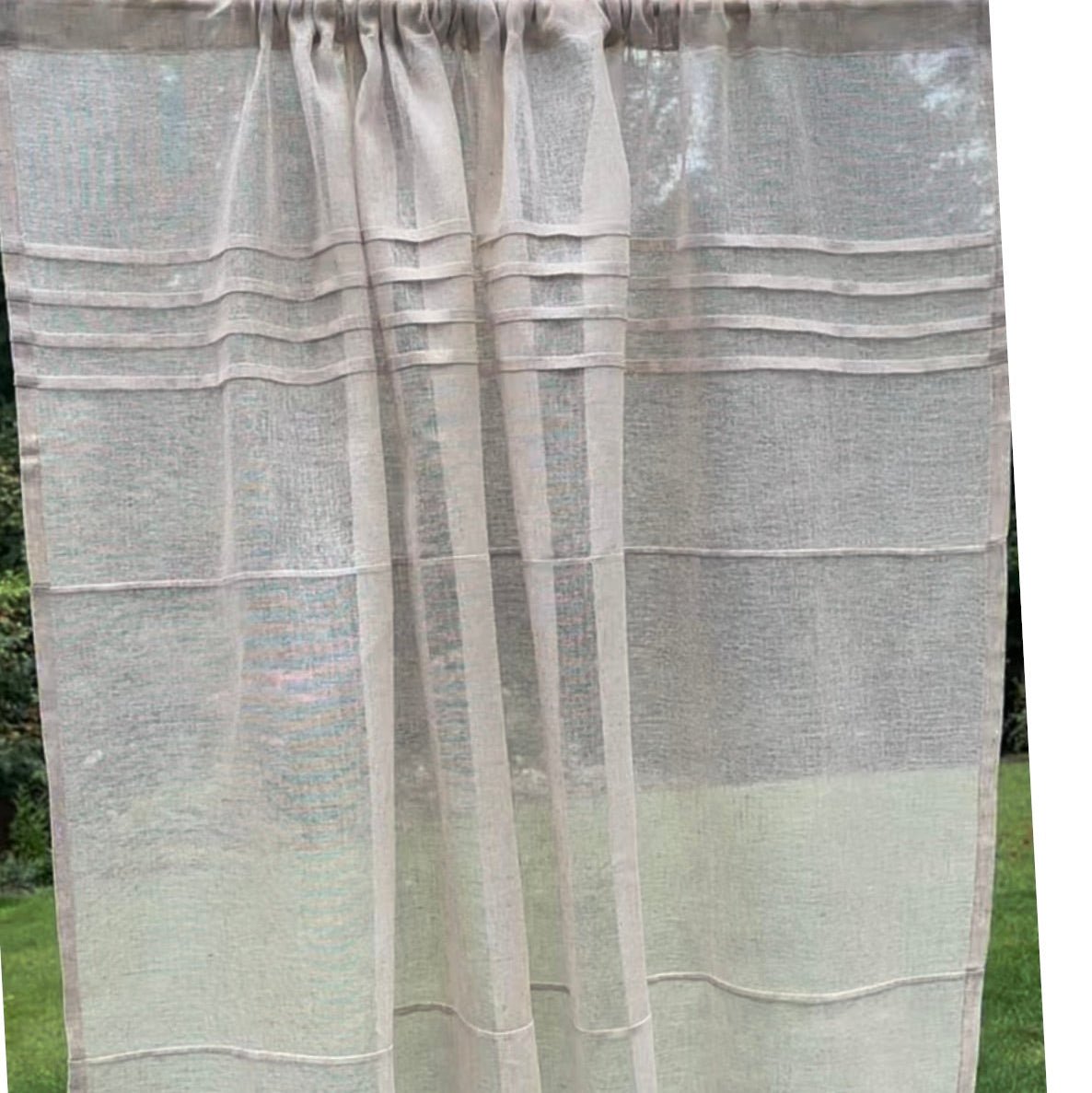 Croft Tall Natural Sheer Linen Voile Panel - Linen and Letters