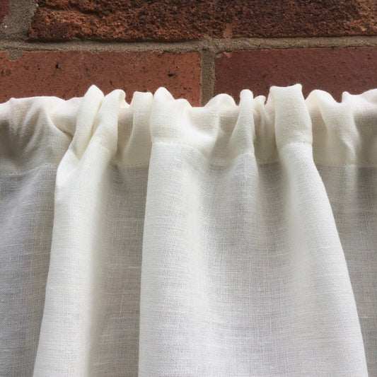 Linen Sankey Window Panel or Door Panel with Double Rod Pockets - Linen and Letters