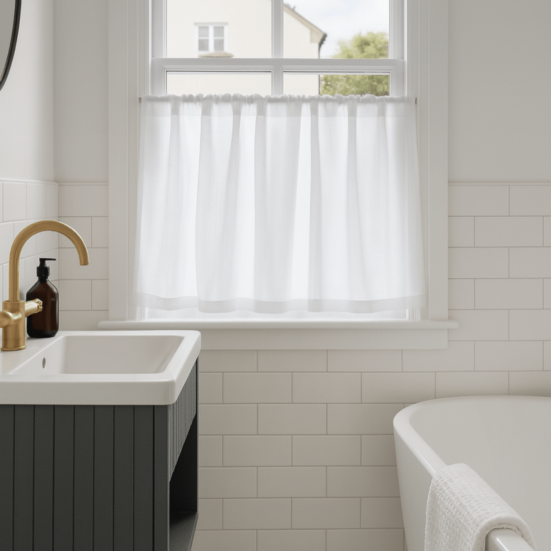 Linen Sankey Window Panel or Door Panel with Double Rod Pockets - Linen and Letters