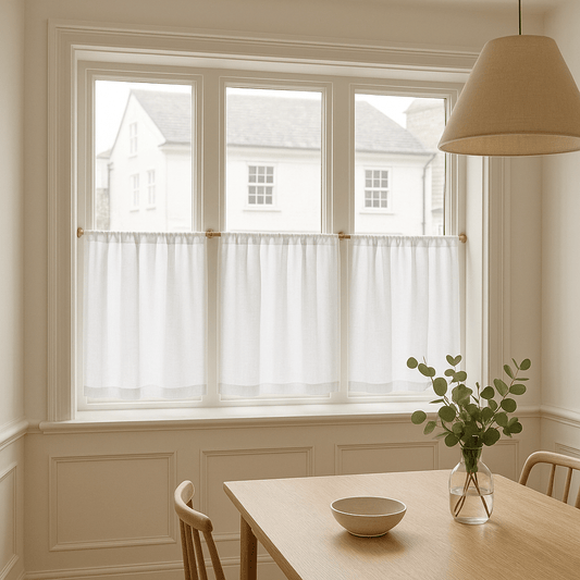Linen Sankey Window Panel or Door Panel with Double Rod Pockets - Linen and Letters