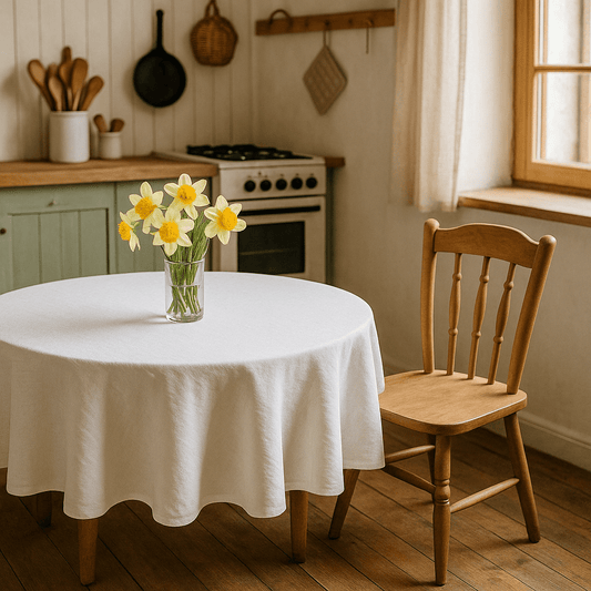 Round 100% Linen Tablecloth - Linen and Letters