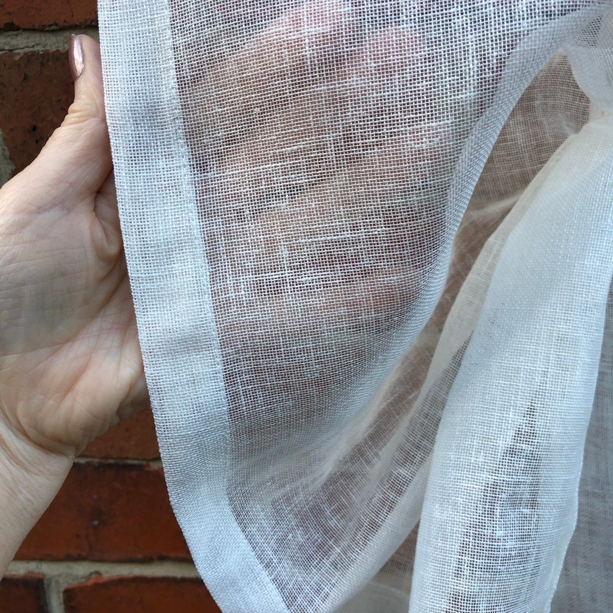 Bewsey Sheer Fleur de Lis Ivory Linen Tie Up Curtain - Linen and Letters