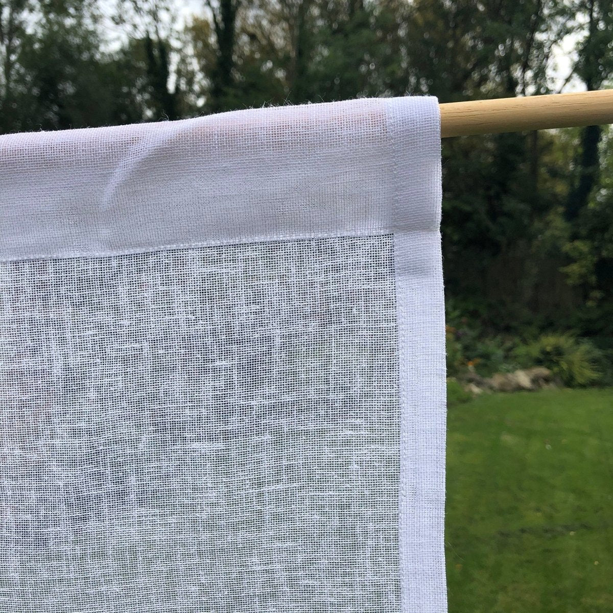 Brent Sheer White Flower Tie Up Curtain - Linen and Letters