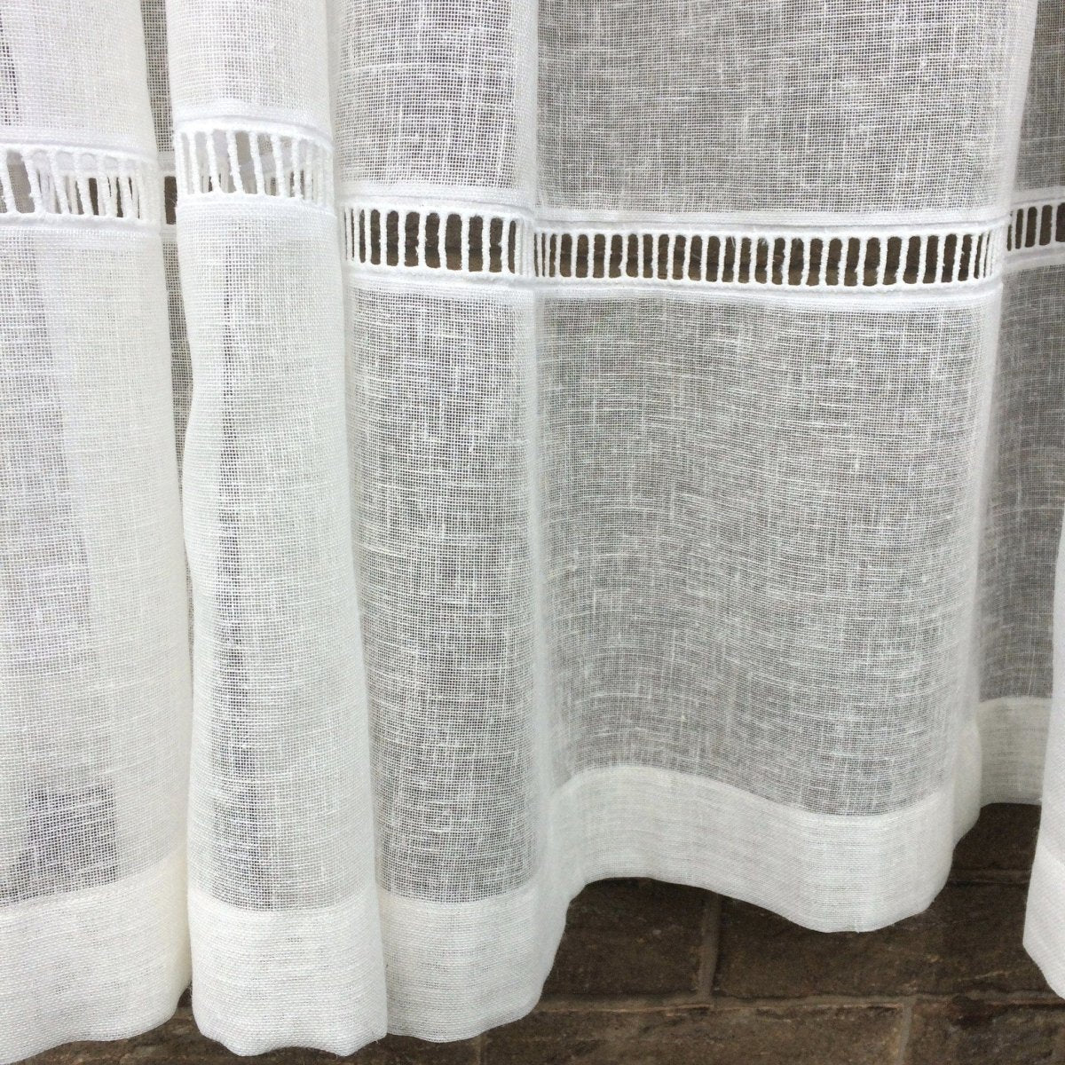 Brindley Sheer Linen Panel with Bottom Ladder Trim - Linen and Letters