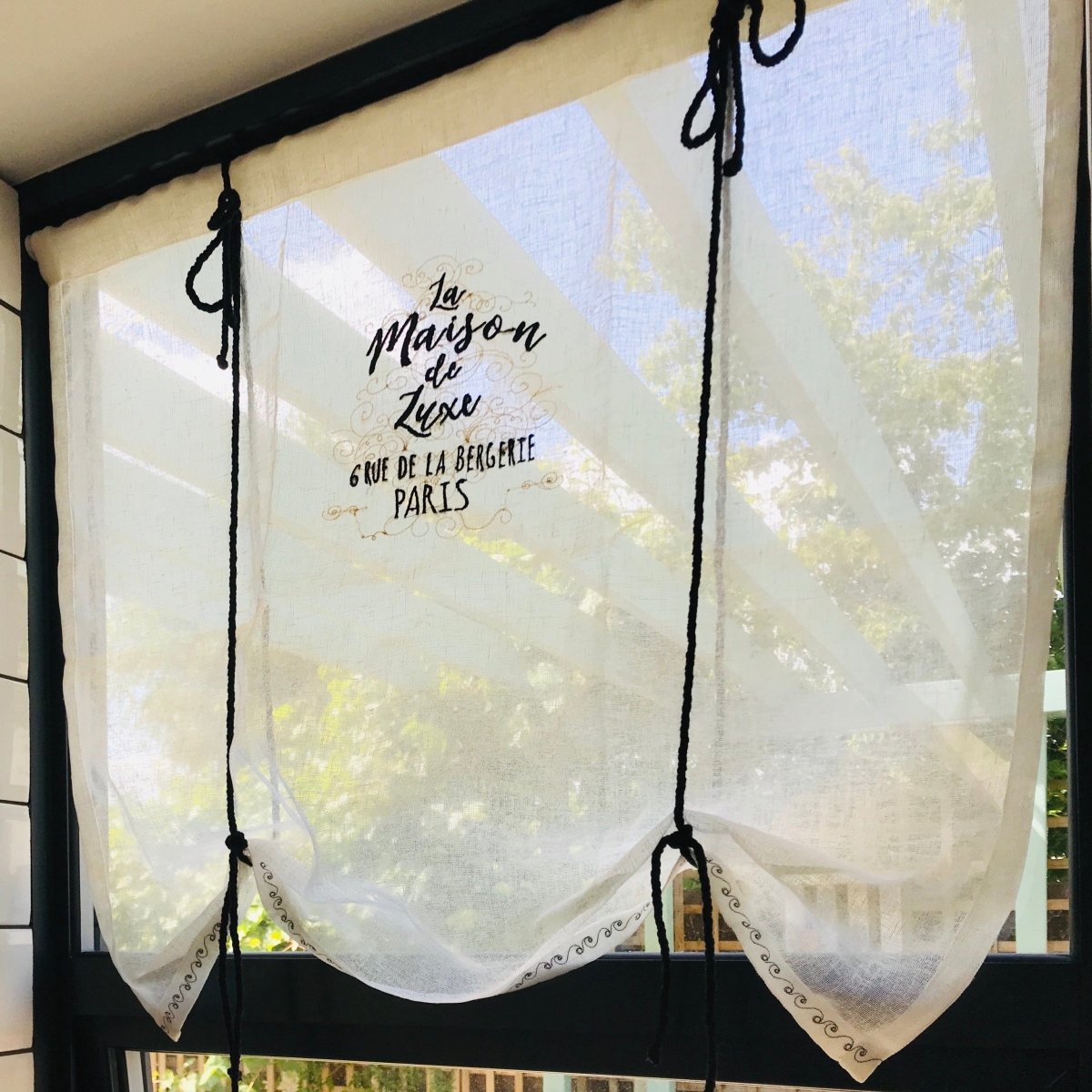 Callands French Embroidered Tie Up Valance - Linen and Letters