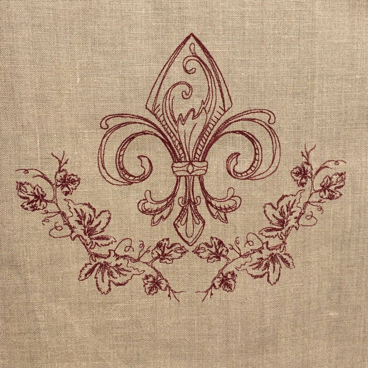 Chelsea Wine Fleur de Lis Linen Window Curtain - Linen and Letters