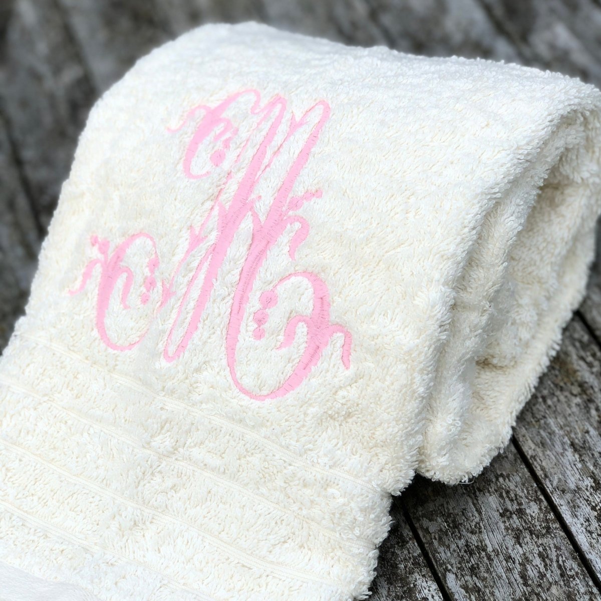 Personalized White Hand Towels With Monogram / Monogrammed