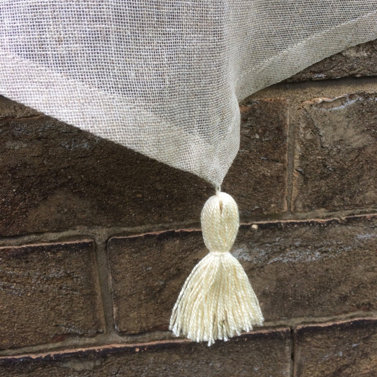 Crosby Natural Sheer Linen Cafe Curtain with Tassel - Linen and Letters