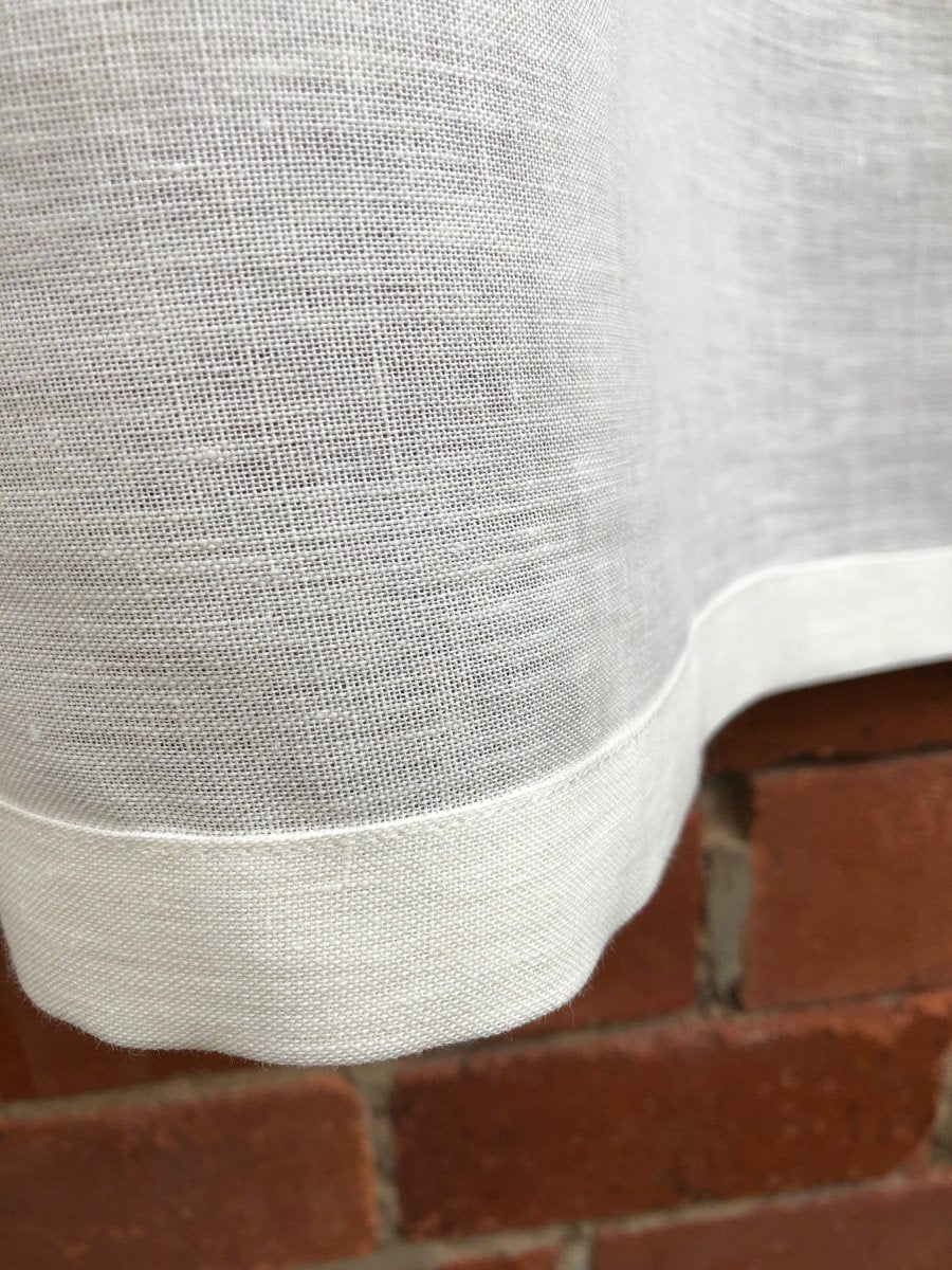 Culcheth Creamy Ivory Linen Cafe Curtain with decorative Stitching - Linen and Letters