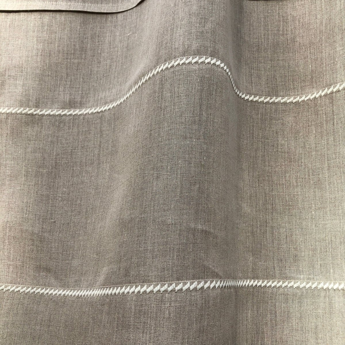 Culcheth Natural linen French bistro curtain with decorative stitches - Linen and Letters