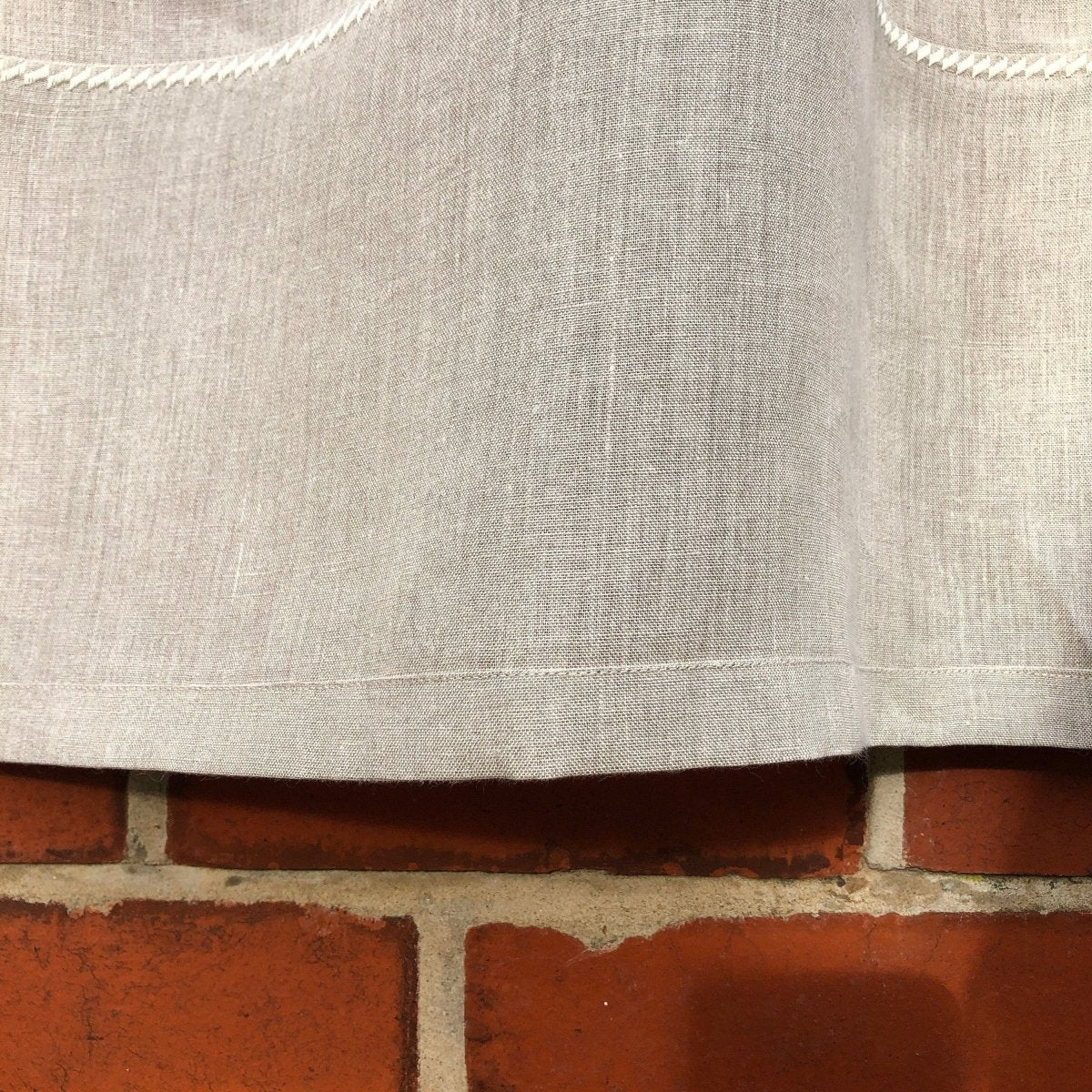 Culcheth Natural linen French bistro curtain with decorative stitches - Linen and Letters