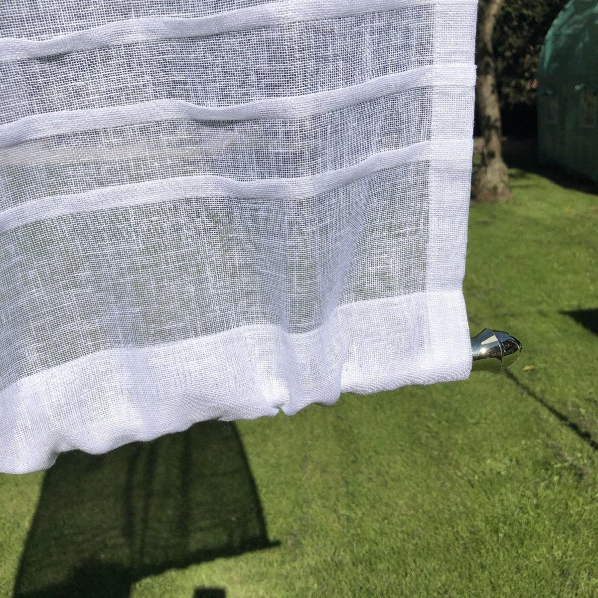 Daresbury Small White Sheer Linen Panel with double Rod Pockets and Monogram - Linen and Letters