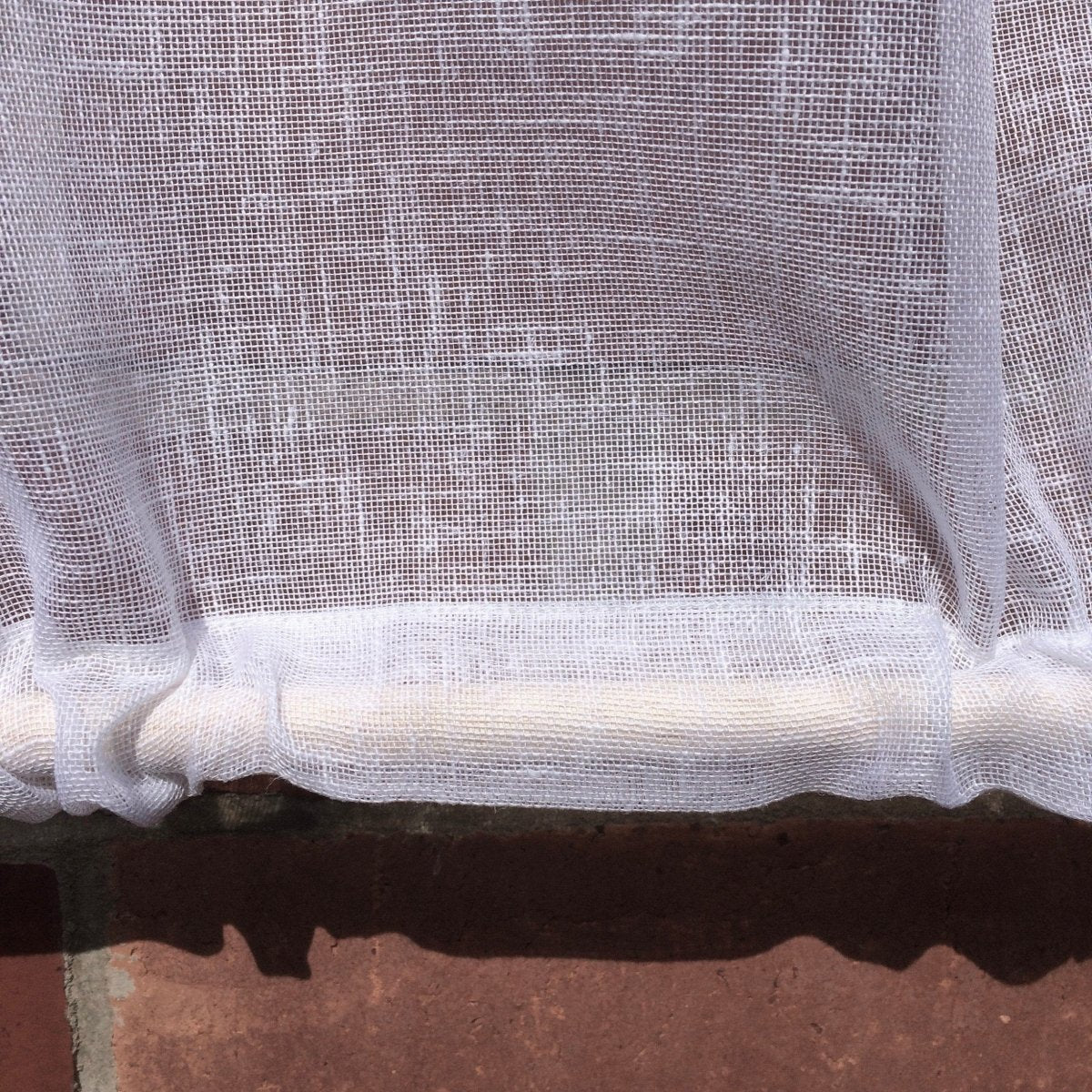 Denton Sheer White Linen Glass Door Curtain with Embroidery - Linen and Letters