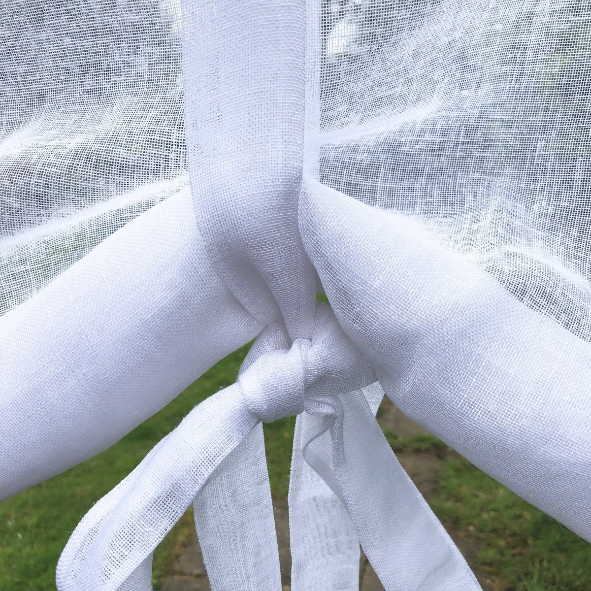 Grey Linen Window Curtain with Crown Monogram 40 inches tall - Linen and Letters