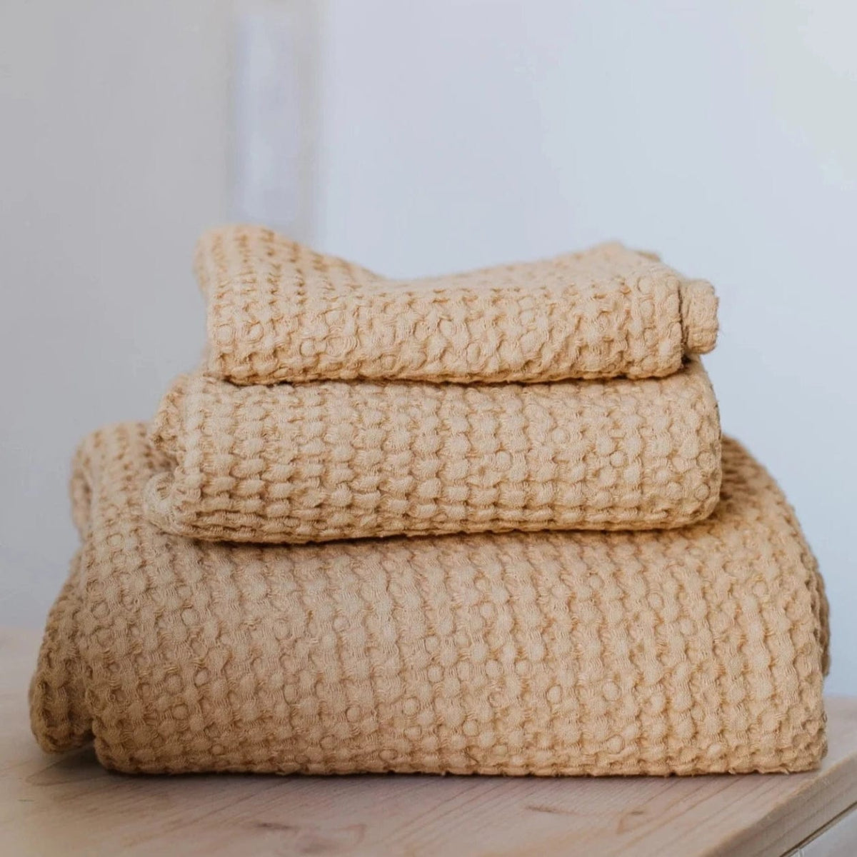 Linen Bath Towels in Waffle Weave