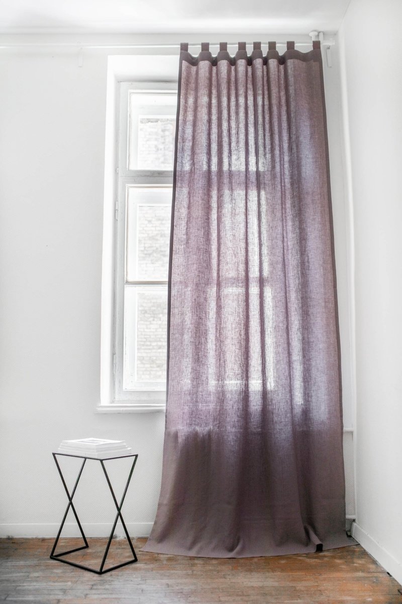 Looped Tab Top 100% Linen Curtain Panel - Linen and Letters