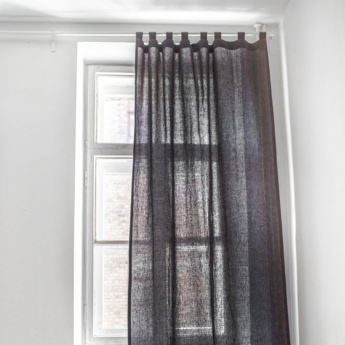 Looped Tab Top 100% Linen Curtain Panel - Linen and Letters