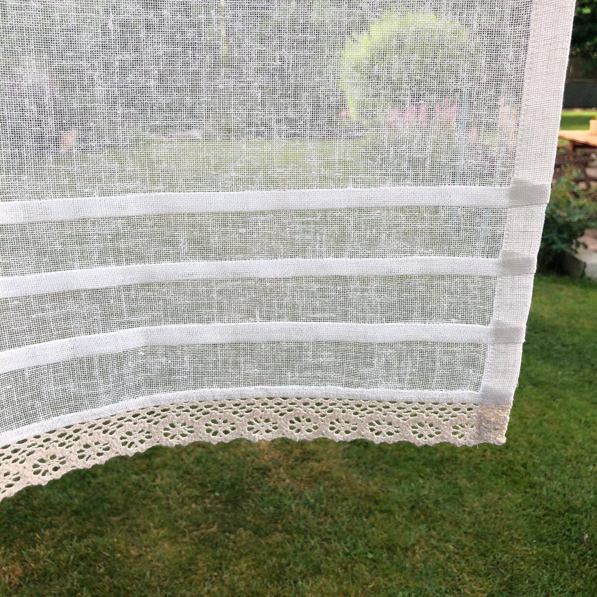 Lowton Sheer Ivory Linen Lace Net Curtain - Linen and Letters