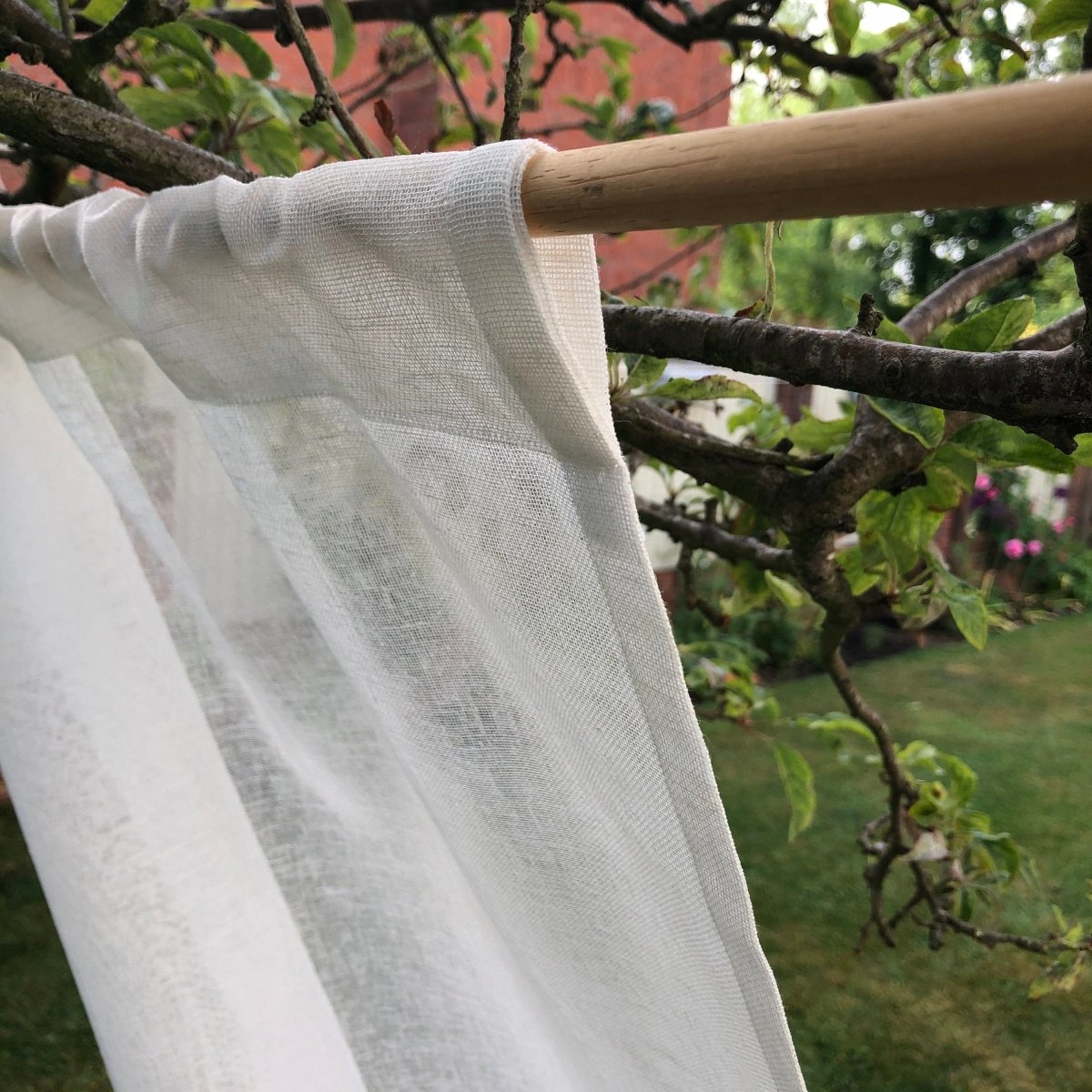 Lowton Sheer Ivory Linen Lace Valance Curtain - Linen and Letters
