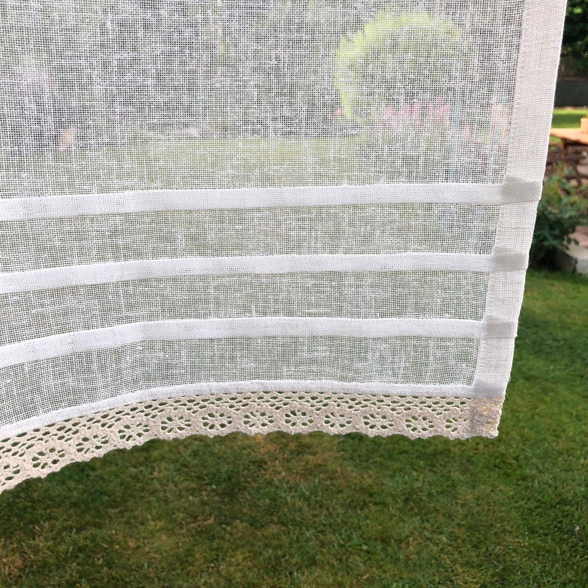 Lowton Sheer Ivory Linen Window Curtain for Bathroom Privacy - Linen and Letters