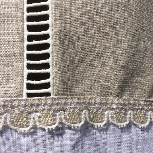 Lymm Linen Lace Window Curtain with French Monogram - Linen and Letters