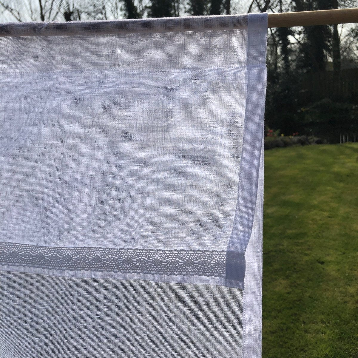 Monogram Sheer Linen Curtain with Tassel - Linen and Letters