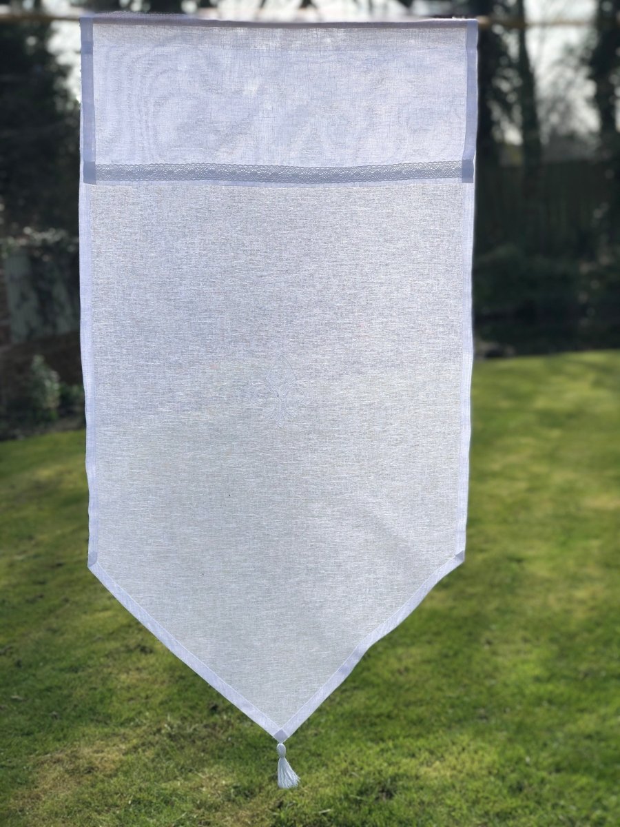 Monogram Sheer Linen Curtain with Tassel - Linen and Letters