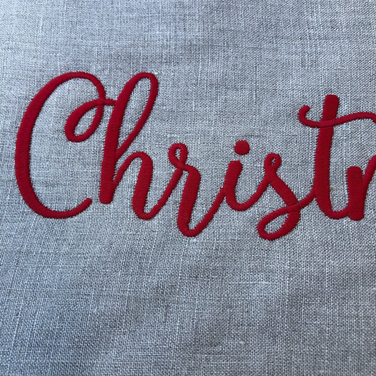 Pair Merry Christmas Natural Flax Linen Aga Lid Covers - Linen and Letters