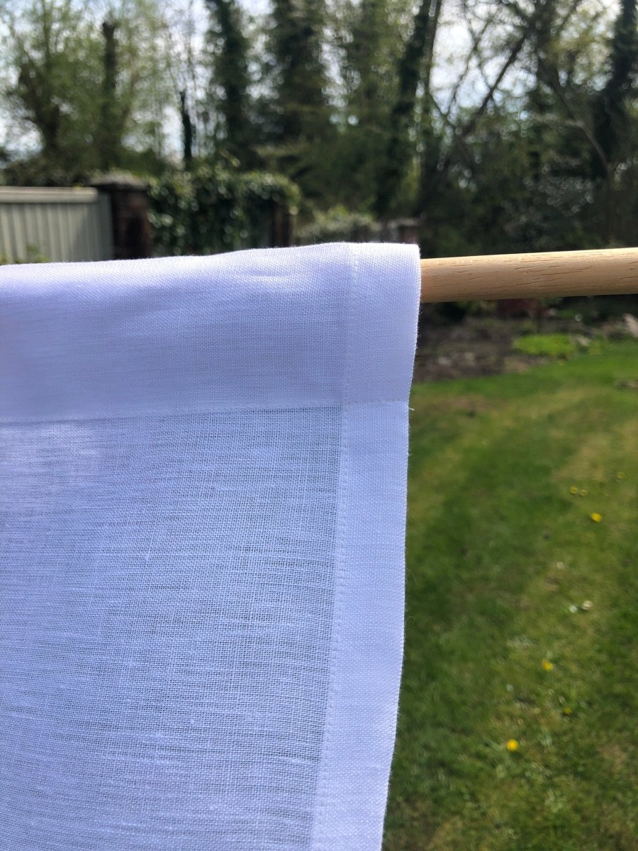 Risely White Linen Ruffle Laundry Curtain - Linen and Letters