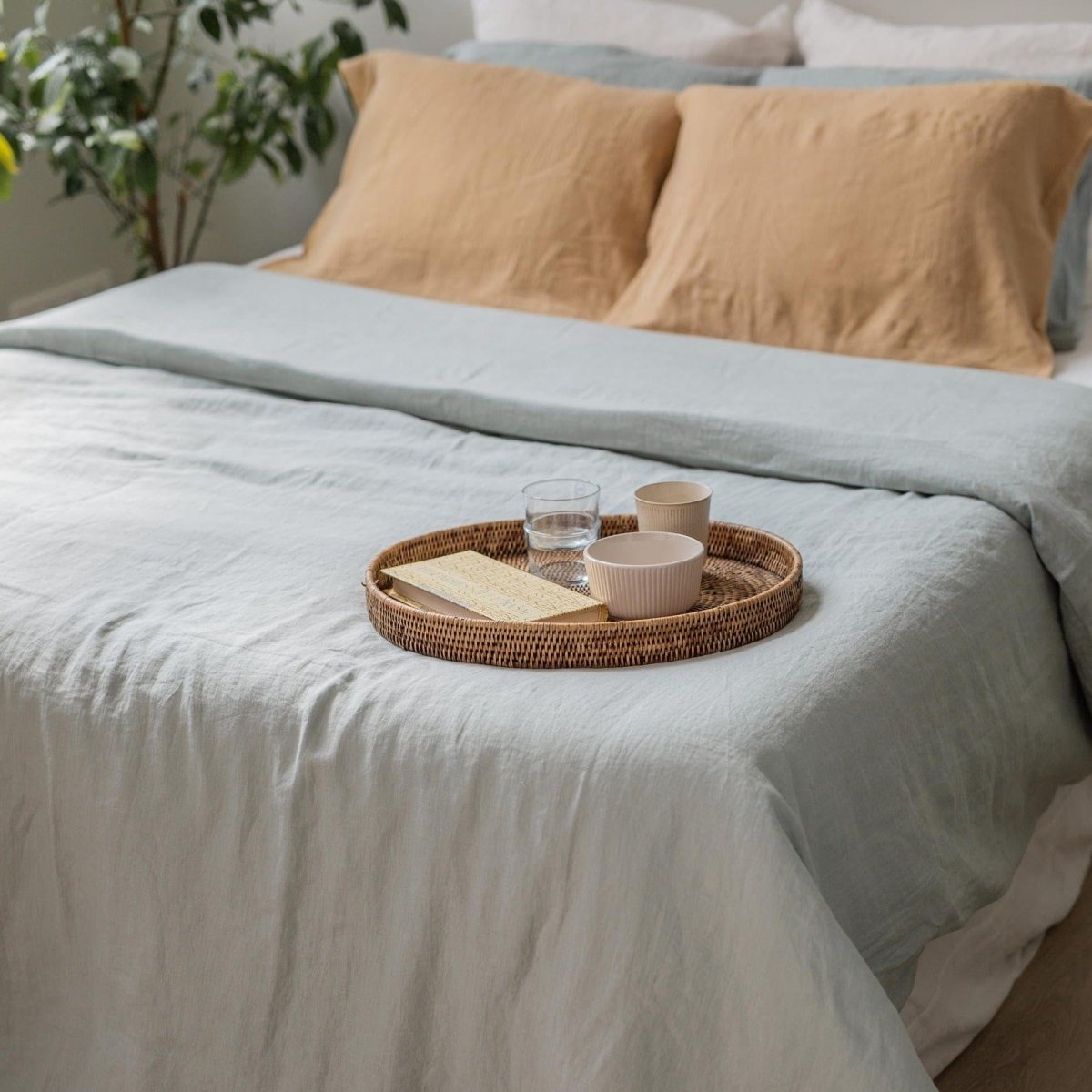 Sage Green 100% Linen Bedding Set - Duvet Cover + Pillowcase(s) - Linen and Letters