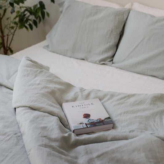 Sage Green 100% Linen Bedding Set - Duvet Cover + Pillowcase(s) - Linen and Letters