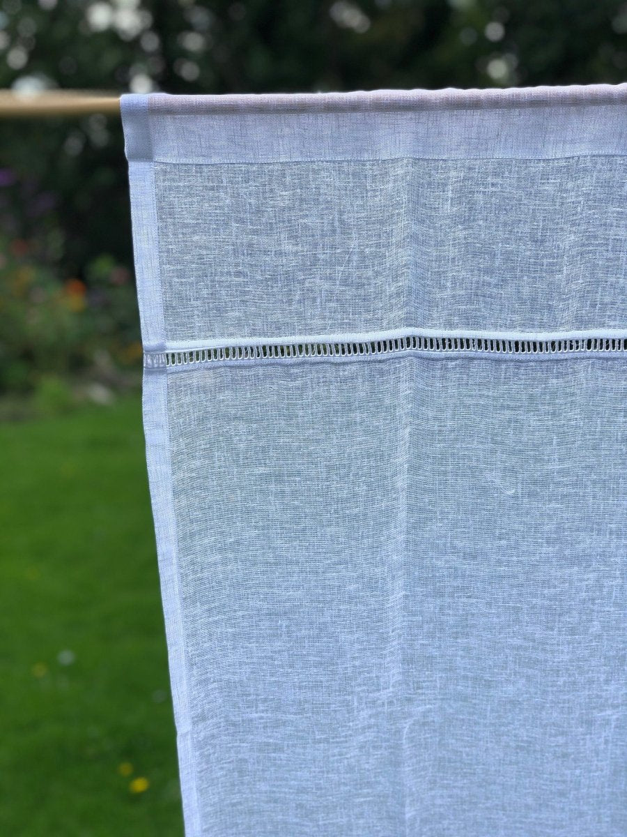 Small Latchford Sheer White Ladder Door Curtain - Linen and Letters
