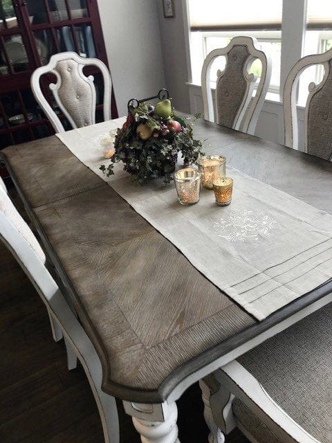 Stag Antlers Embroidered Monogram Linen Table Runner - Linen and Letters
