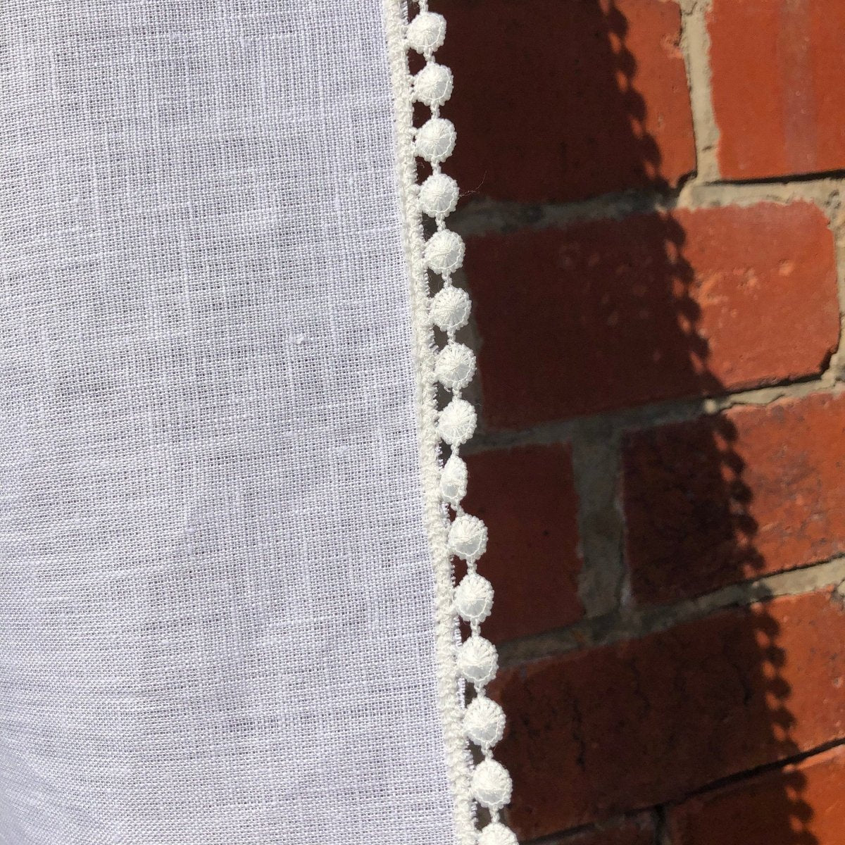 Styal White Linen Lace Cafe Curtain - Linen and Letters