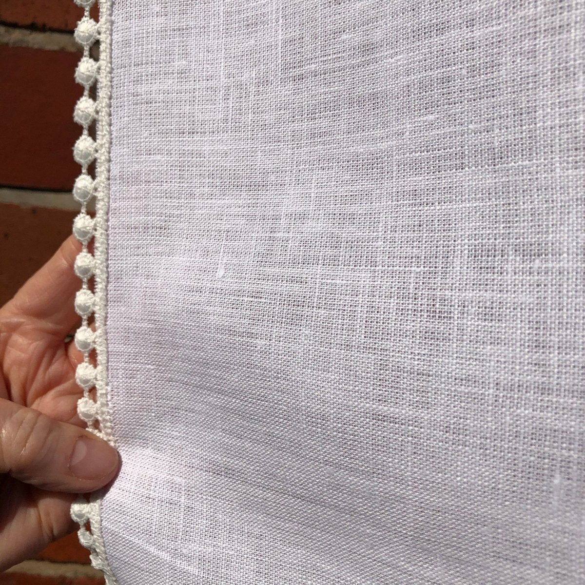 Styal White Linen Lace Cafe Curtain - Linen and Letters