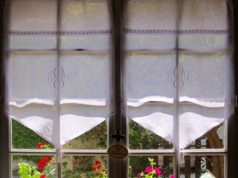 Tatton Monogram Linen Window Curtain, French Brise Bise - Linen and Letters