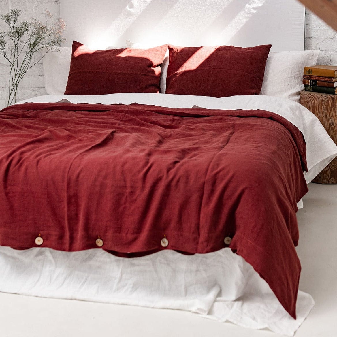 Terracotta Red 100% Linen Bedding Set - Duvet Cover + Pillowcase(s) - Linen and Letters