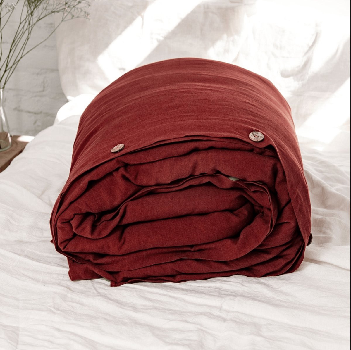 Terracotta Red 100% Linen Duvet Cover - Linen and Letters