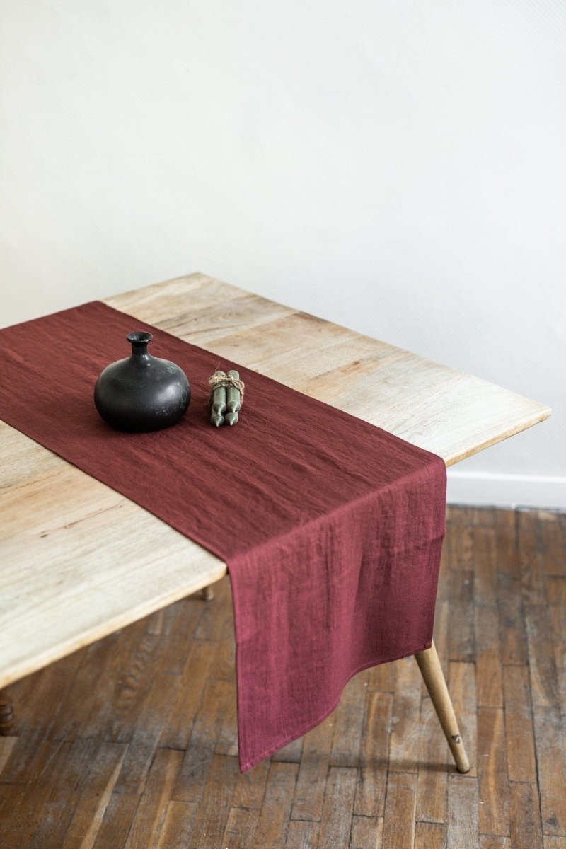 Terracotta Red Linen Table Runner - Linen and Letters