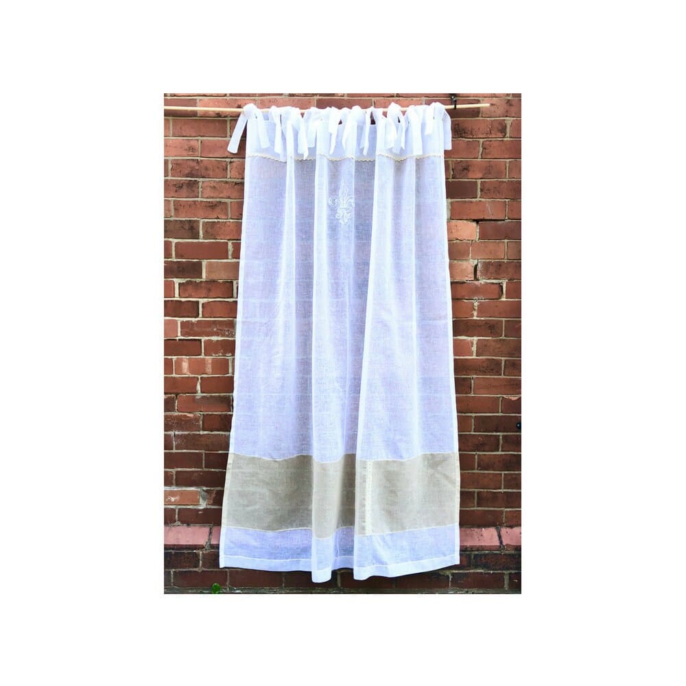 Trent Fleur de Lis Sheer Linen Lace Tie Tie Top Panel - Linen and Letters