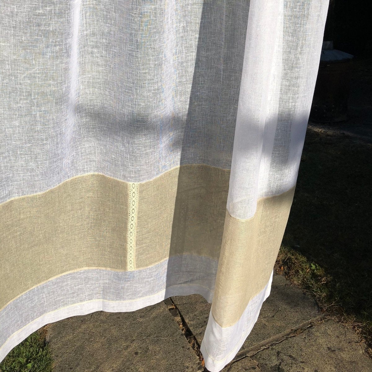 Trent Fleur de Lis Sheer Linen Lace Tie Tie Top Panel - Linen and Letters