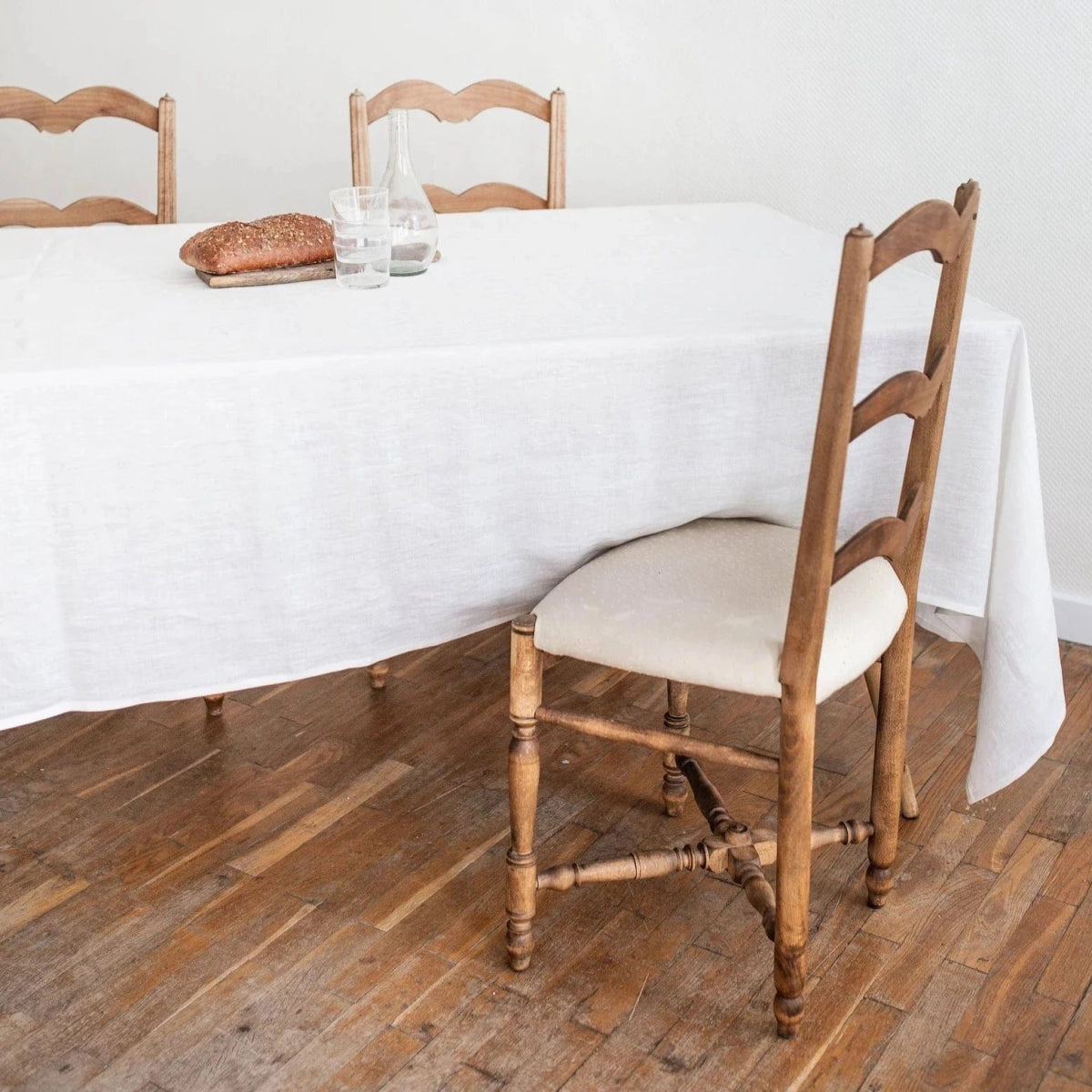 White 100% Linen Tablecloth - Linen and Letters