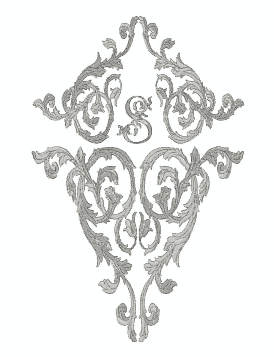 White Linen Embroidered French Vintage Damask Curtain Panel - Linen and Letters