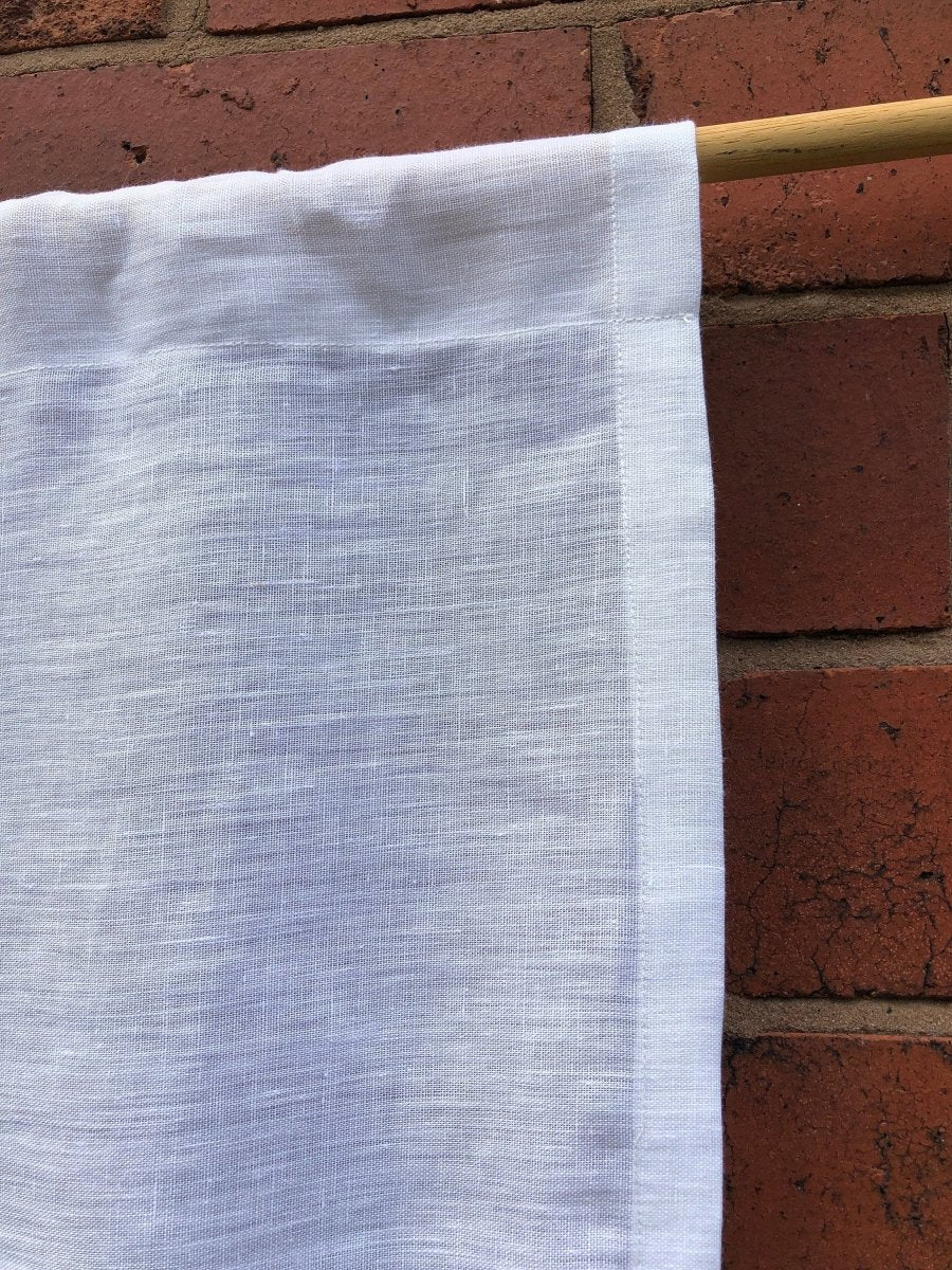 White Linen Embroidered French Vintage Damask Curtain Panel - Linen and Letters