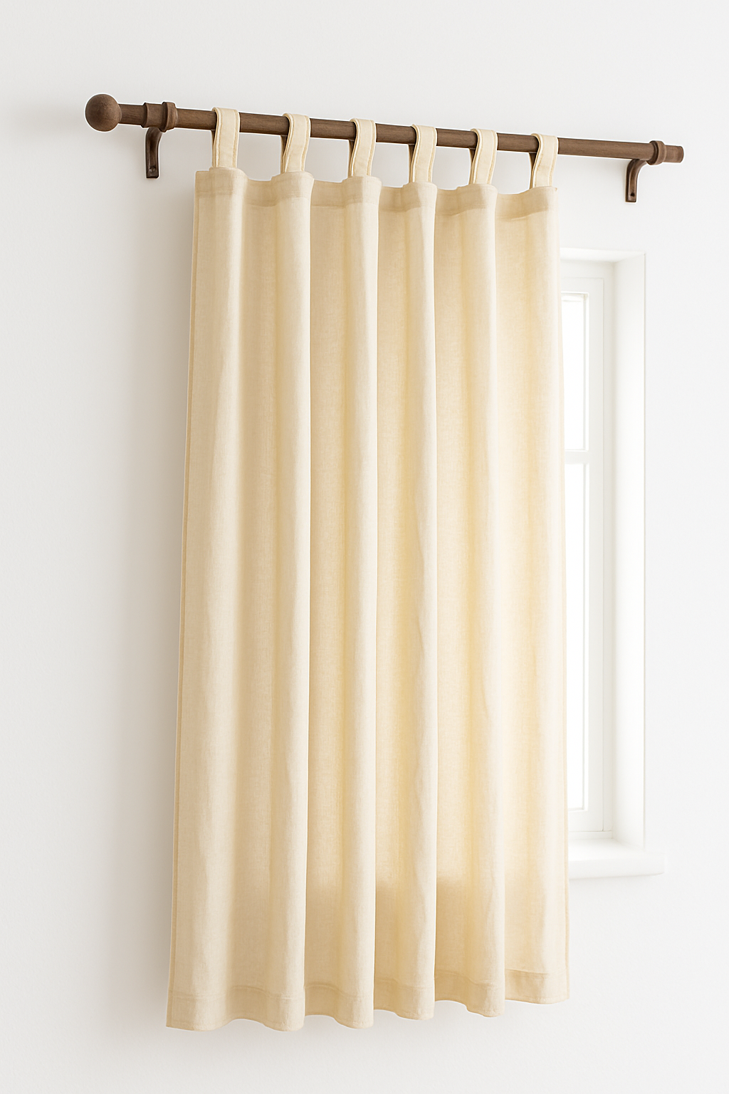 Looped Tab Top 100% Linen Curtain Panel