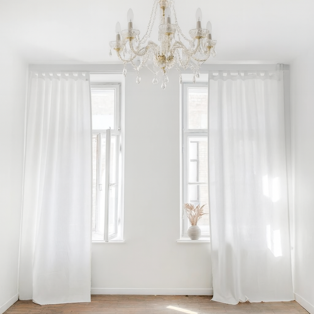 Looped Tab Top 100% Linen Curtain Panel