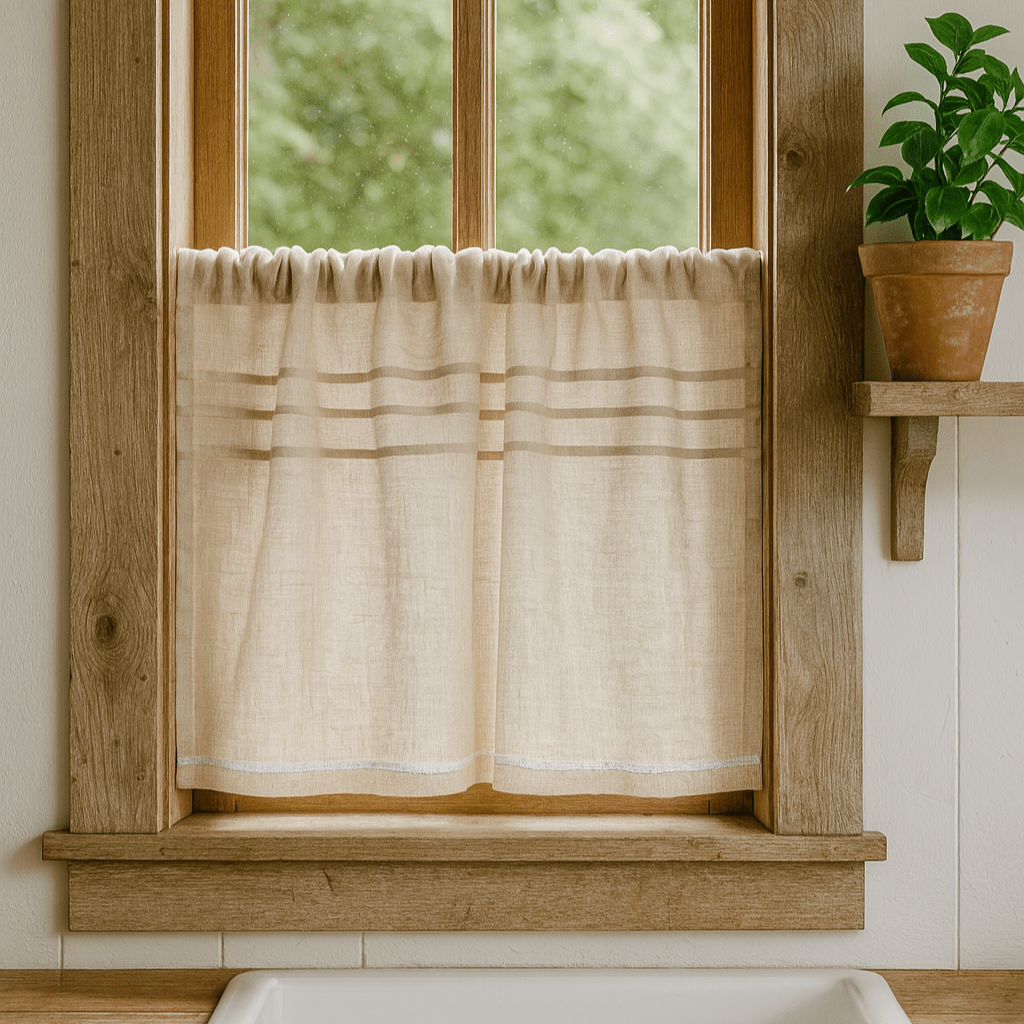 Croft Tall Natural Sheer Linen Voile Panel - Linen and Letters