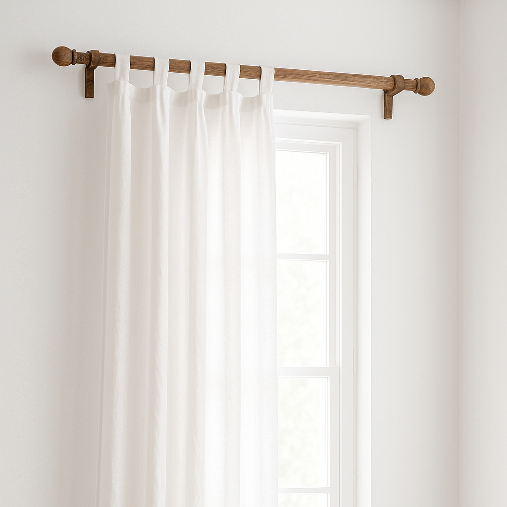 Looped Tab Top 100% Linen Curtain Panel