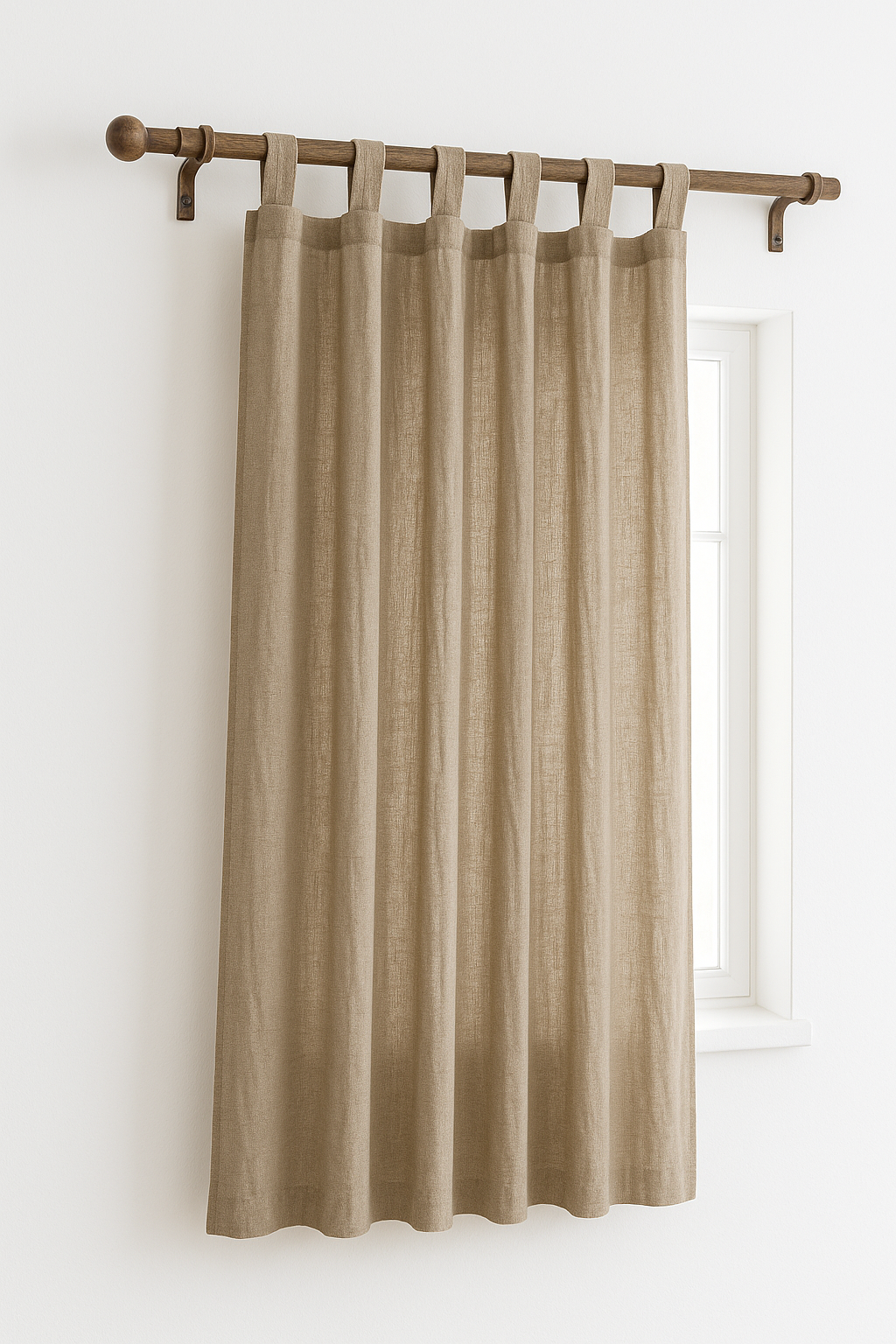 Looped Tab Top 100% Linen Curtain Panel